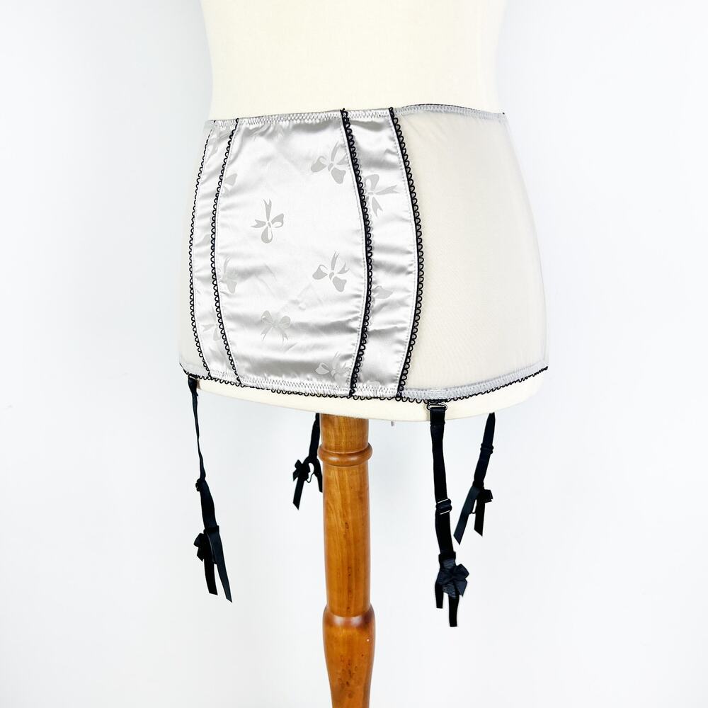 Victoria's Secret Sexy Little Things silver grey garter skirt lingerie Small